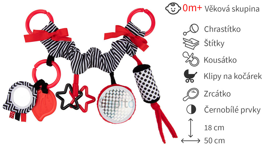 canpol babies kontrastní závěsná hračka na kočárek/autosedačku sensory